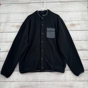 Hurley Fleece Snap Down‎ Jacket Mens XXL Black Gray 3 Pocket